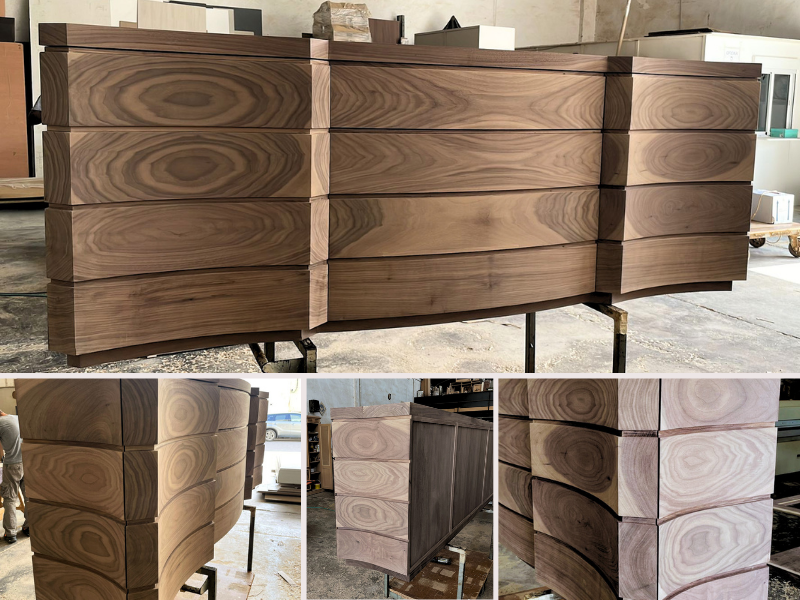 Mueble contract hecho amedida en madera maciza de nogal